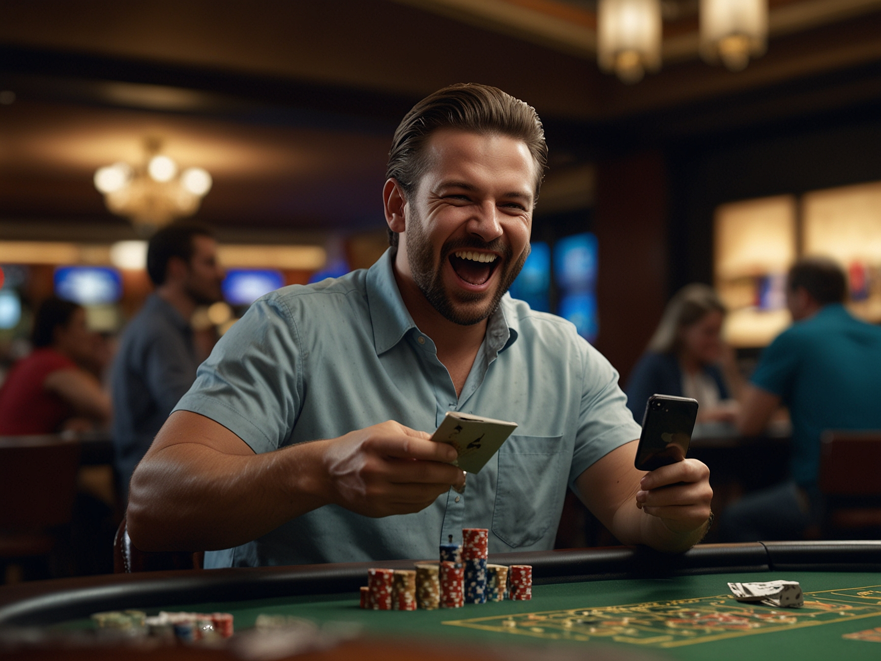 Эмоции победы у игрока в казино